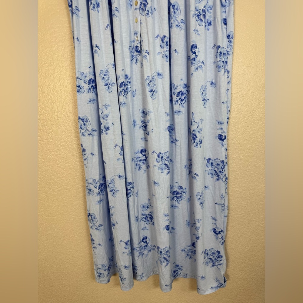 Eileen West Pretty Pansies Modal Knit Waltz Nightgown Heirloom Rose Blue Medium - Picture 7 of 12